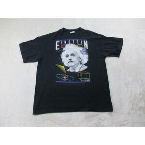 VINTAGE Albert Einstein Shirt Mens Extra Large Black Velocity Of Light E=MC2